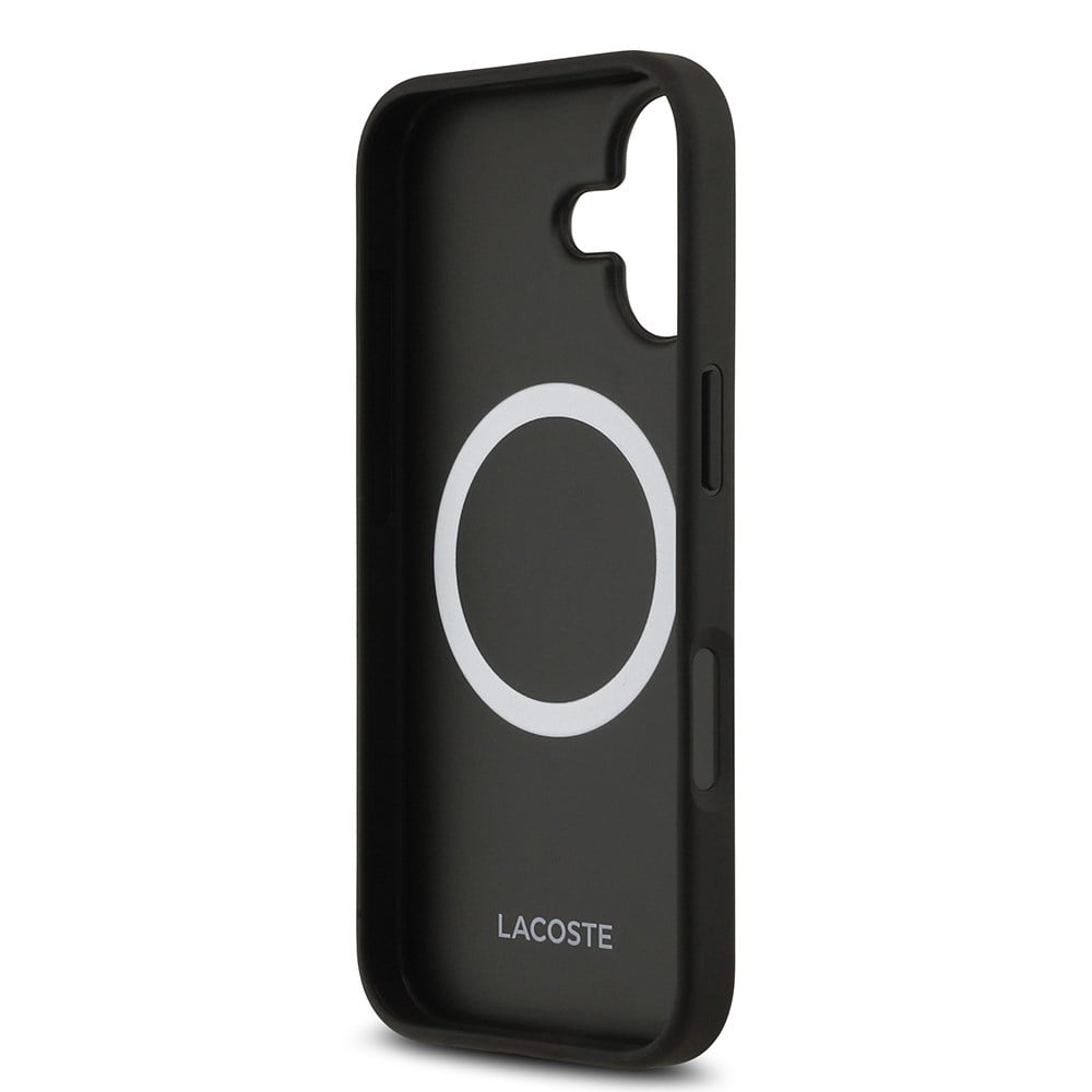 Apple iPhone 17 Kılıf Lacoste Orjinal Lisanslı M-safe Şarj Özellikli PU Deri Tasarımlı Karışık Monogram Desenli Kapak