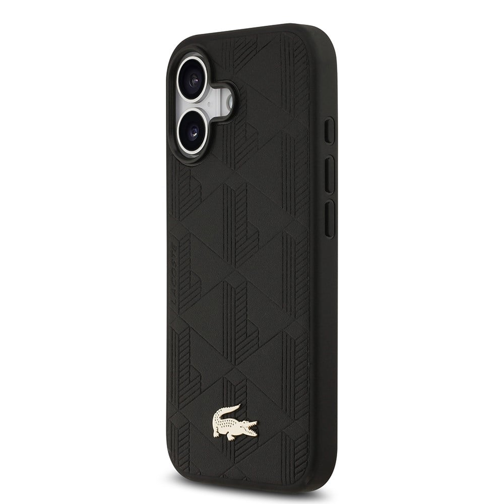 Apple iPhone 17 Kılıf Lacoste Orjinal Lisanslı M-safe Şarj Özellikli PU Deri Tasarımlı Karışık Monogram Desenli Kapak