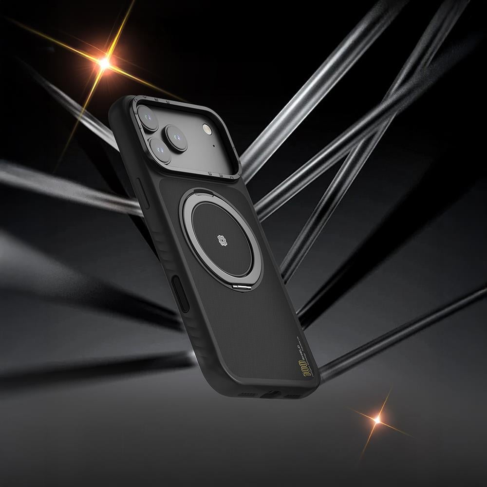 Apple iPhone 17 Kılıf M-safe Şarj Özellikli Metal Standlı Lenyes CK225 Kevlar Kapak