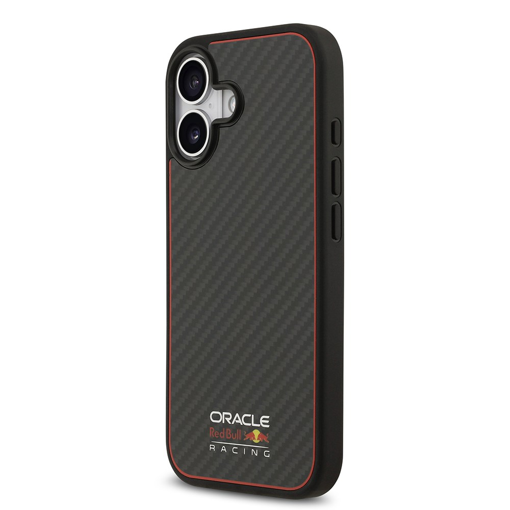 Apple iPhone 17 Kılıf Redbull Orjinal Lisanslı M-safe Şarj Özellikli Karbon Fiber Parlayan Logolu Kevlar Kapak
