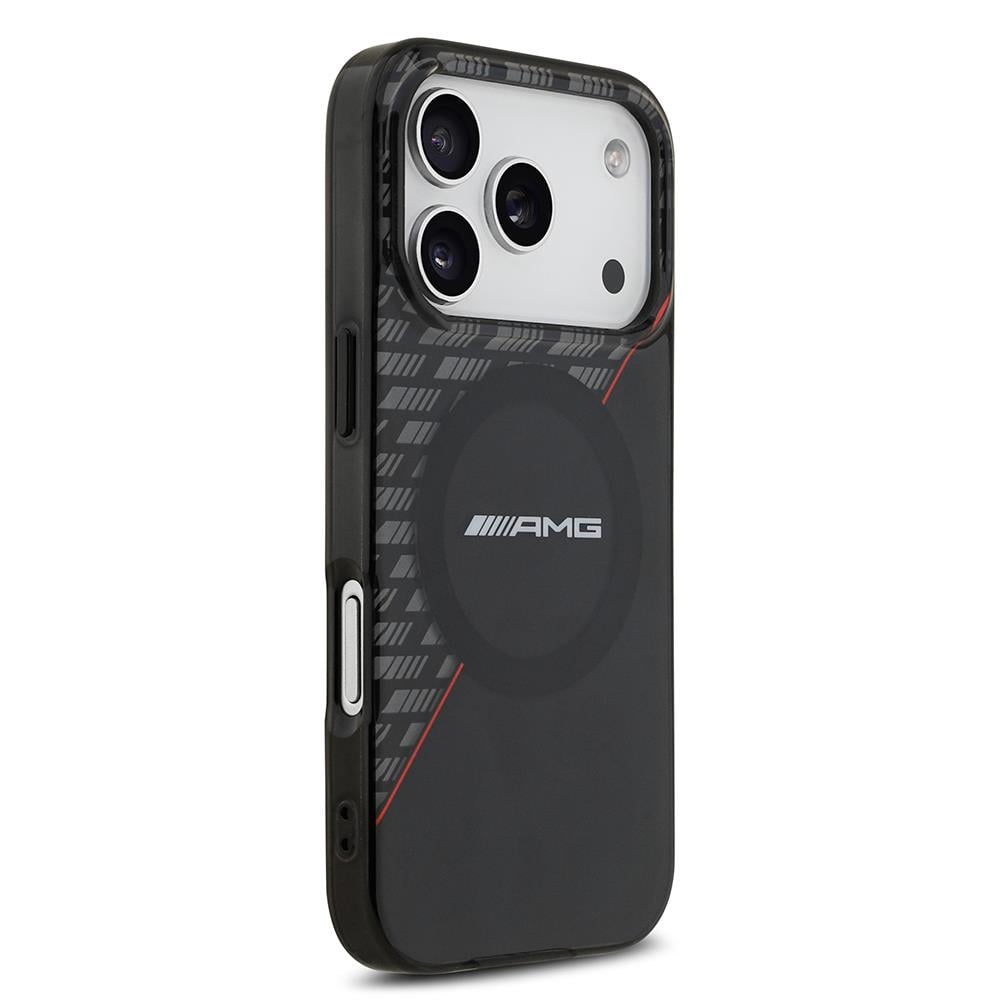 Apple iPhone 17 Pro Kılıf AMG Orjinal Lisanslı M-safe Şarj Özellikli Çift Katmanlı Kırmızı Çapraz Çizgili Kapak