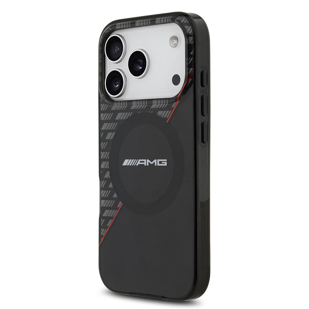 Apple iPhone 17 Pro Kılıf AMG Orjinal Lisanslı M-safe Şarj Özellikli Çift Katmanlı Kırmızı Çapraz Çizgili Kapak