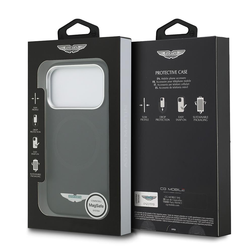 Apple iPhone 17 Pro Kılıf Aston Martin Orjinal Lisanslı M-safe Şarj Özellikli Metal Logolu PU Deri Kapak