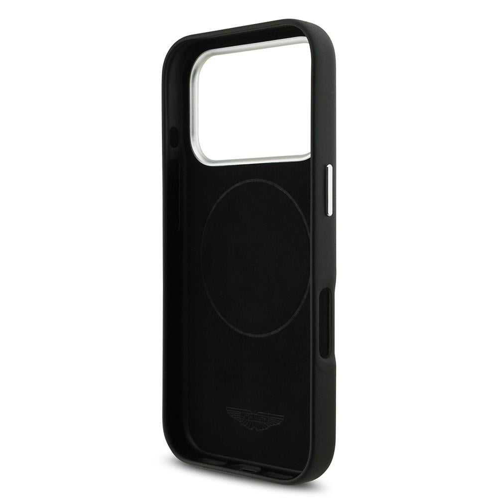 Apple iPhone 17 Pro Kılıf Aston Martin Orjinal Lisanslı M-safe Şarj Özellikli Metal Logolu PU Deri Kapak