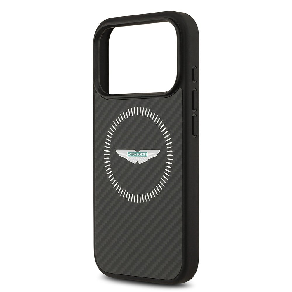 Apple iPhone 17 Pro Kılıf Aston Martin Orjinal Lisanslı M-safe Şarj Özellikli Karbon Fiber Kevlar Kapak