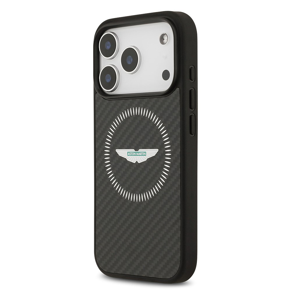 Apple iPhone 17 Pro Kılıf Aston Martin Orjinal Lisanslı M-safe Şarj Özellikli Karbon Fiber Kevlar Kapak