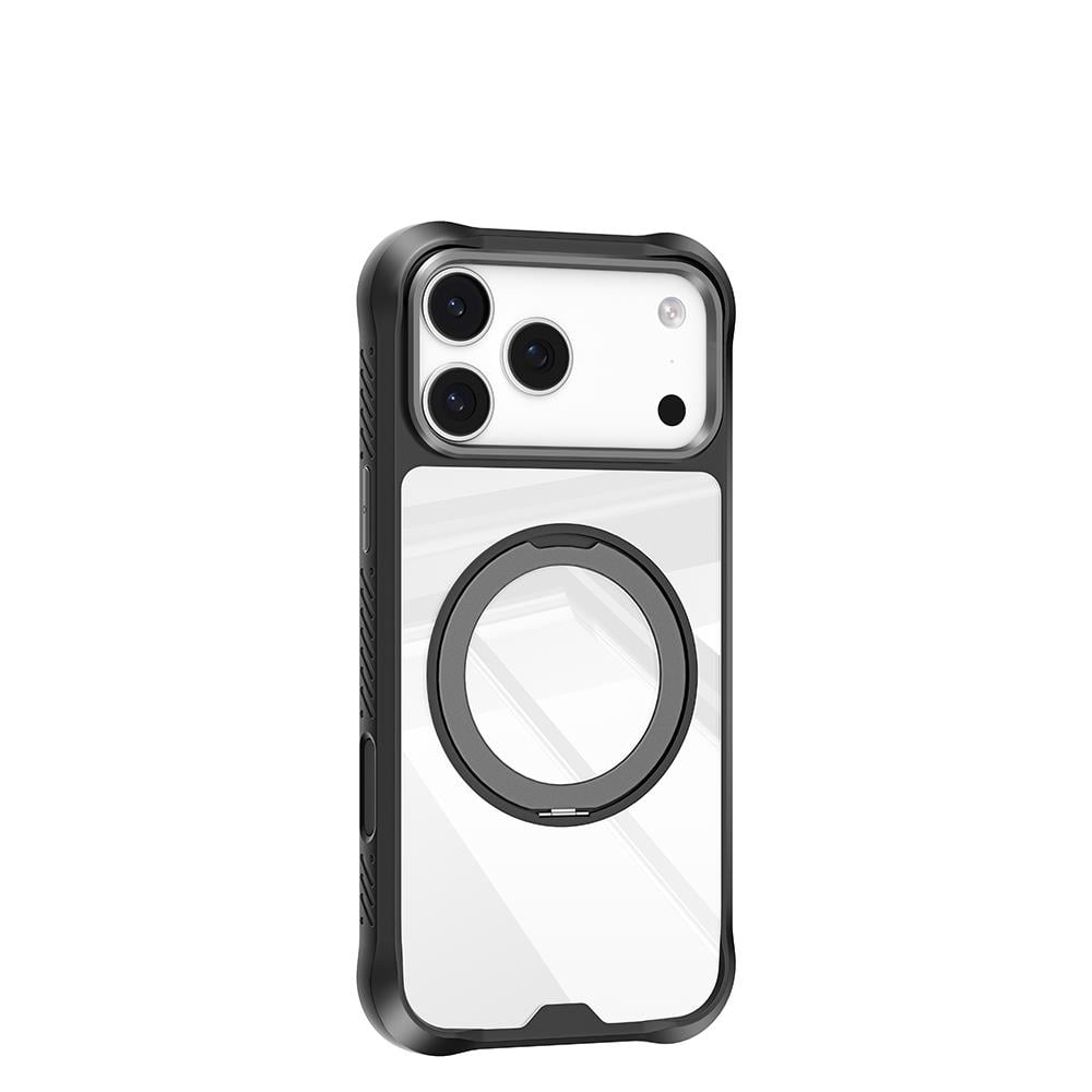 Apple iPhone 17 Pro Kılıf M-safe Şarj Özellikli Parmak Ring Standlı Airbag Tasarımlı Mutural Obsidian Serisi Kapak
