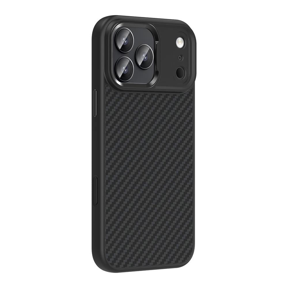 Apple iPhone 17 Pro Kılıf M-Safe Şarj Özellikli Karbon Fiber Görünümlü Zore Truva Silikon Kapak