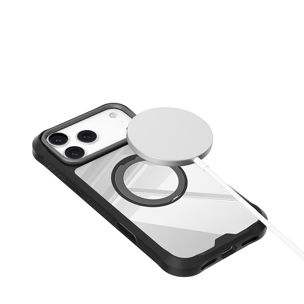 Apple iPhone 17 Pro Kılıf M-safe Şarj Özellikli Parmak Ring Standlı Airbag Tasarımlı Mutural Obsidian Serisi Kapak