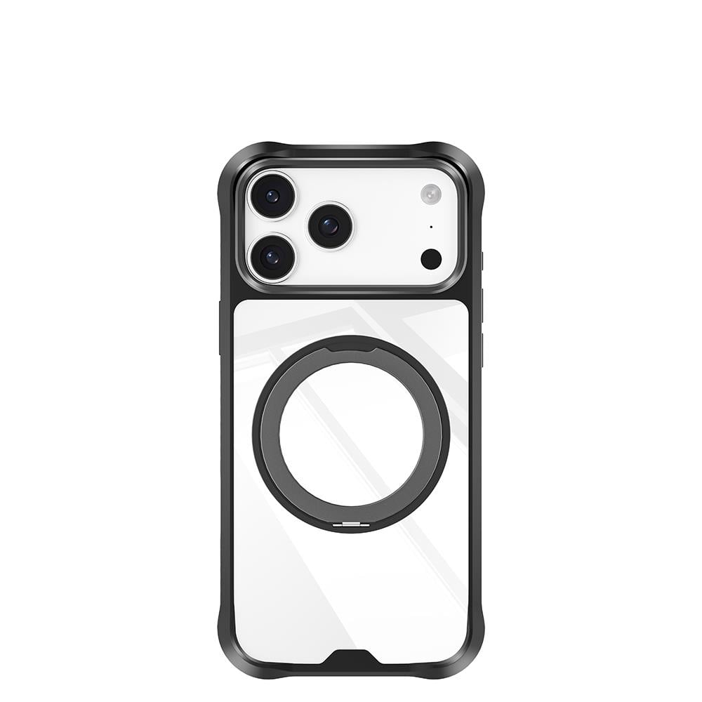 Apple iPhone 17 Pro Kılıf M-safe Şarj Özellikli Parmak Ring Standlı Airbag Tasarımlı Mutural Obsidian Serisi Kapak