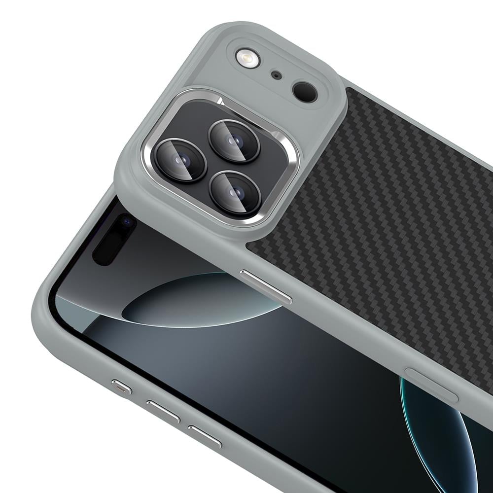 Apple iPhone 17 Pro Kılıf M-Safe Şarj Özellikli Karbon Fiber Görünümlü Zore Truva Silikon Kapak