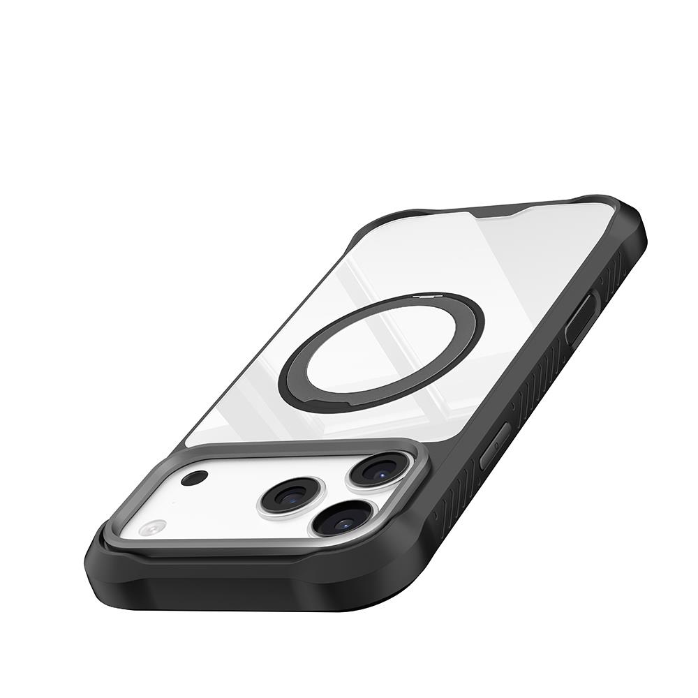 Apple iPhone 17 Pro Kılıf M-safe Şarj Özellikli Parmak Ring Standlı Airbag Tasarımlı Mutural Obsidian Serisi Kapak