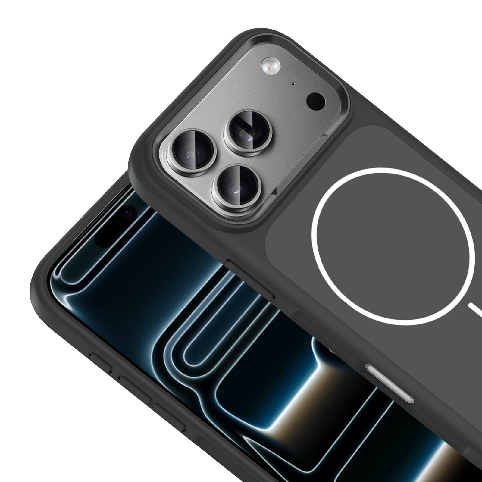 Apple iPhone 17 Pro Kılıf M-Safe Şarj Özellikli Metal Kamera Çerçeveli Zore Sanremo Silikon Kapak