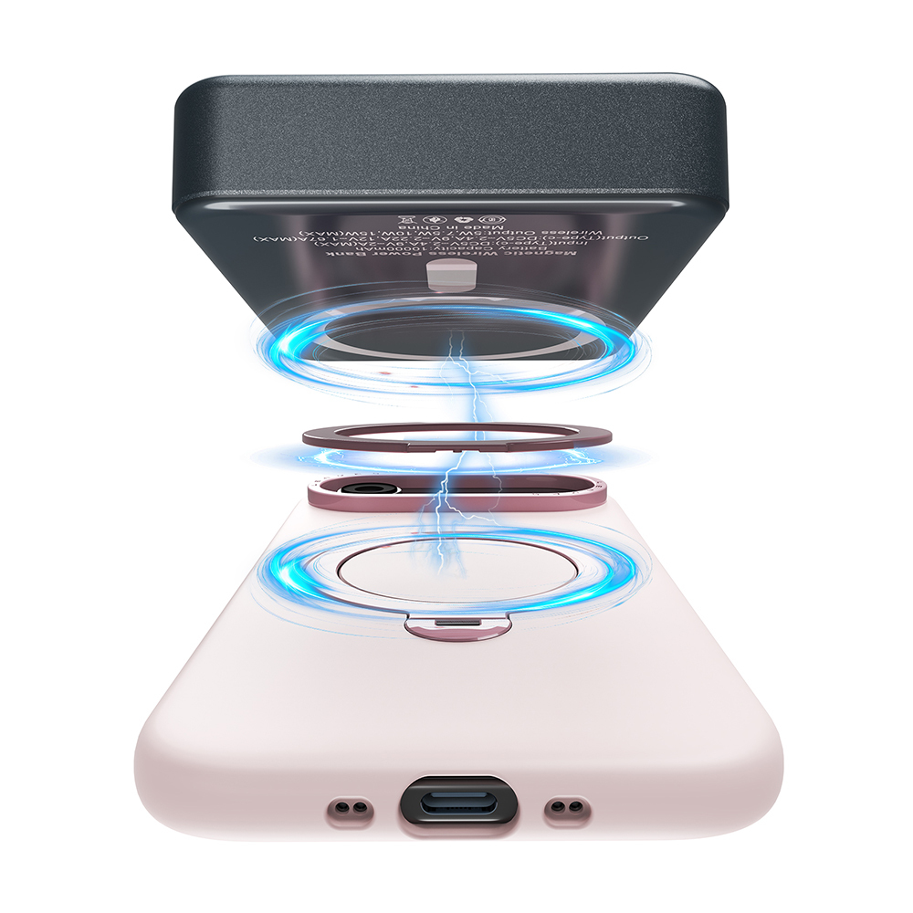 Apple iPhone 17 Pro Kılıf M-safe Şarj Özellikli Metal Standlı Sıvı Silikon Lenyes CK223 Kapak