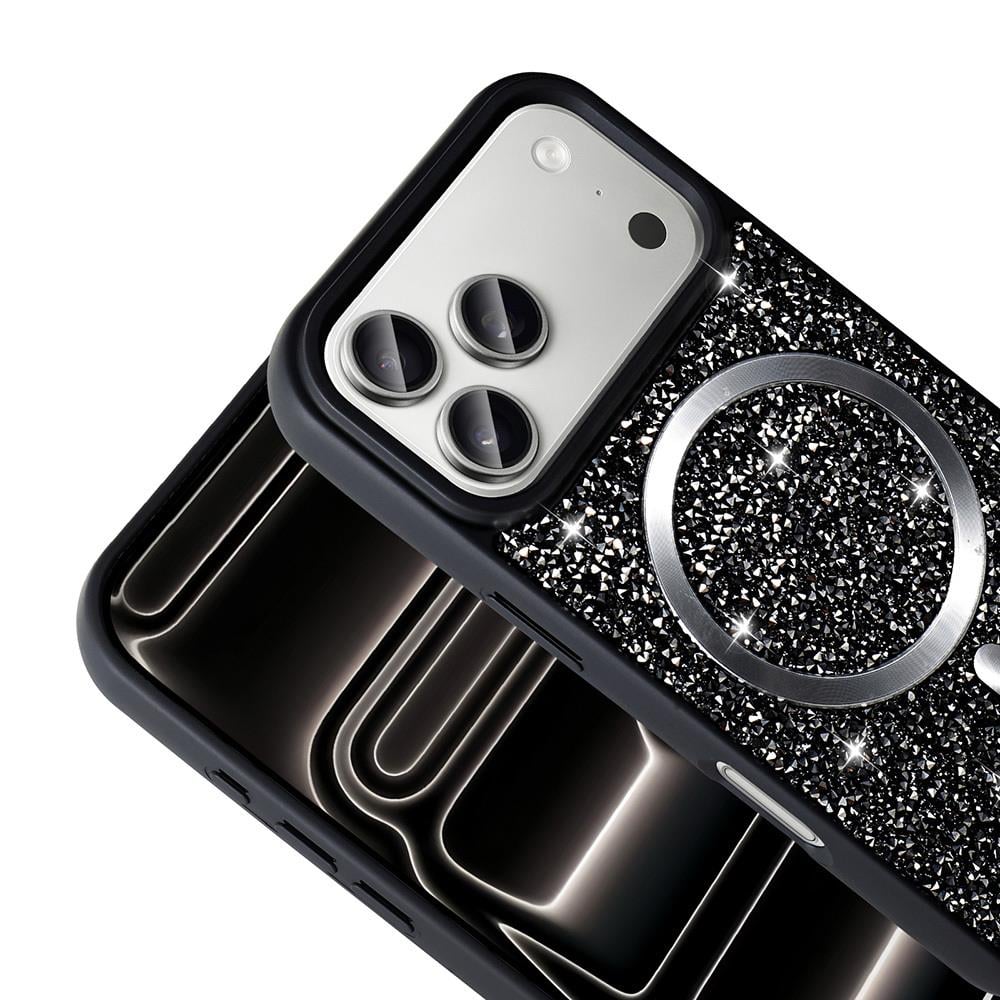 Apple iPhone 17 Pro Kılıf Pırlanta Tasarımlı M-safe Şarj Özellikli Zore Mozaik Silikon Kapak