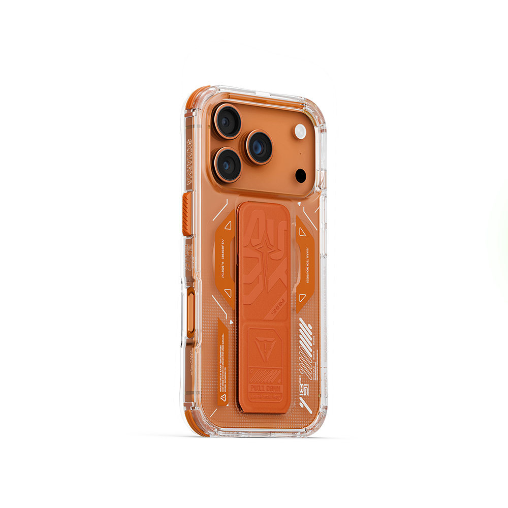 Apple iPhone 17 Pro Max Kılıf M-safe Şarj Özellikli Teknoloji Desenli Skinarma Helio Mag Charge Standlı Kapak