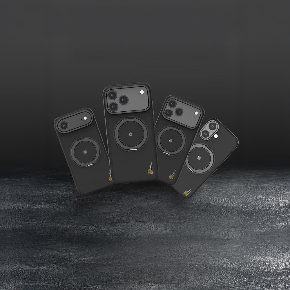 Apple iPhone 17 Pro Max Kılıf M-safe Şarj Özellikli Metal Standlı Lenyes CK225 Kevlar Kapak