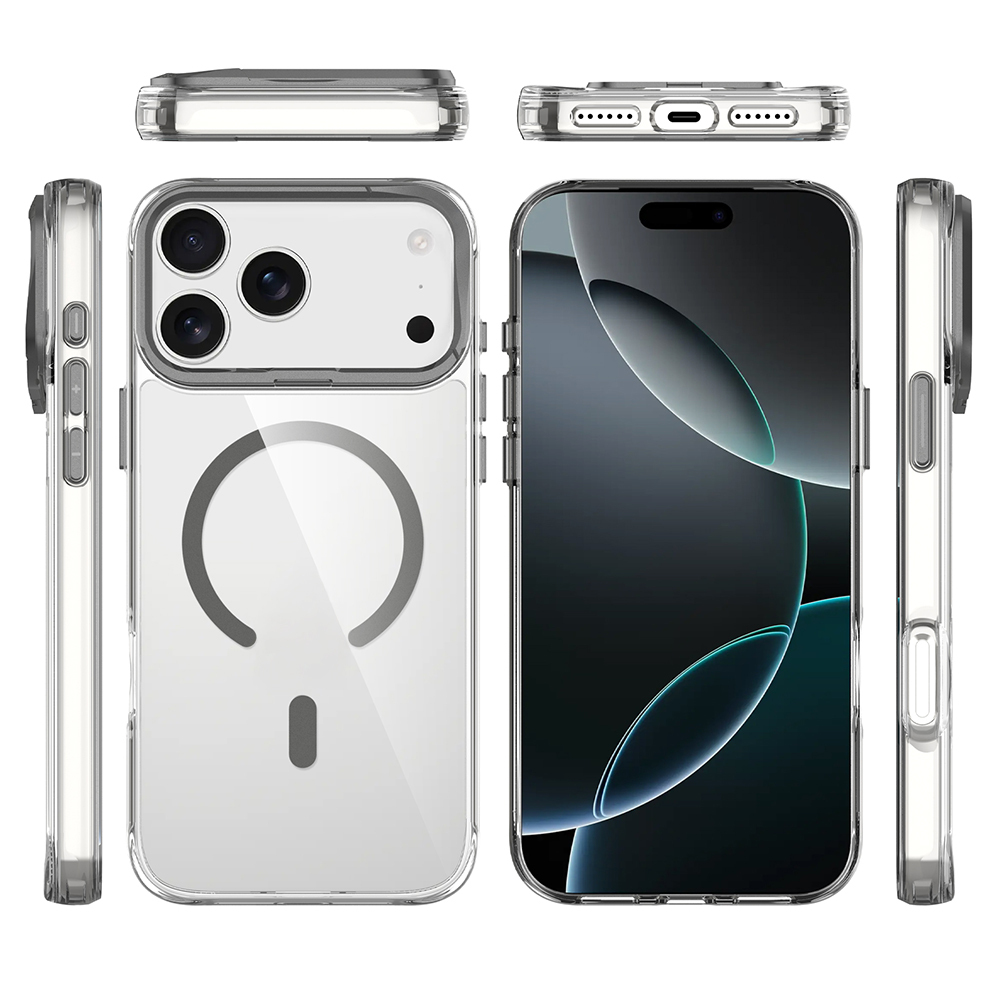 Apple iPhone 17 Pro Max Kılıf M-safe Şarj Özellikli Airbagli Kamera Standlı Zore Azor Kapak