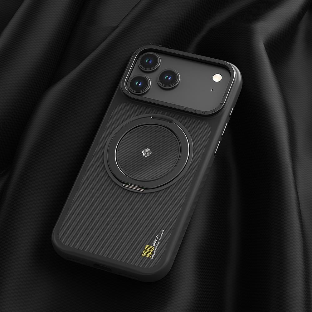 Apple iPhone 17 Pro Max Kılıf M-safe Şarj Özellikli Metal Standlı Lenyes CK225 Kevlar Kapak