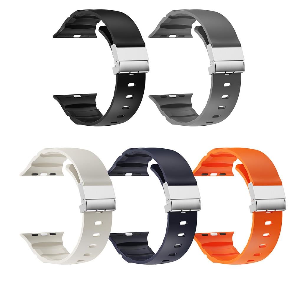 Apple Watch 42mm Zore KRD-145 Metal Tokalı Silikon Kordon