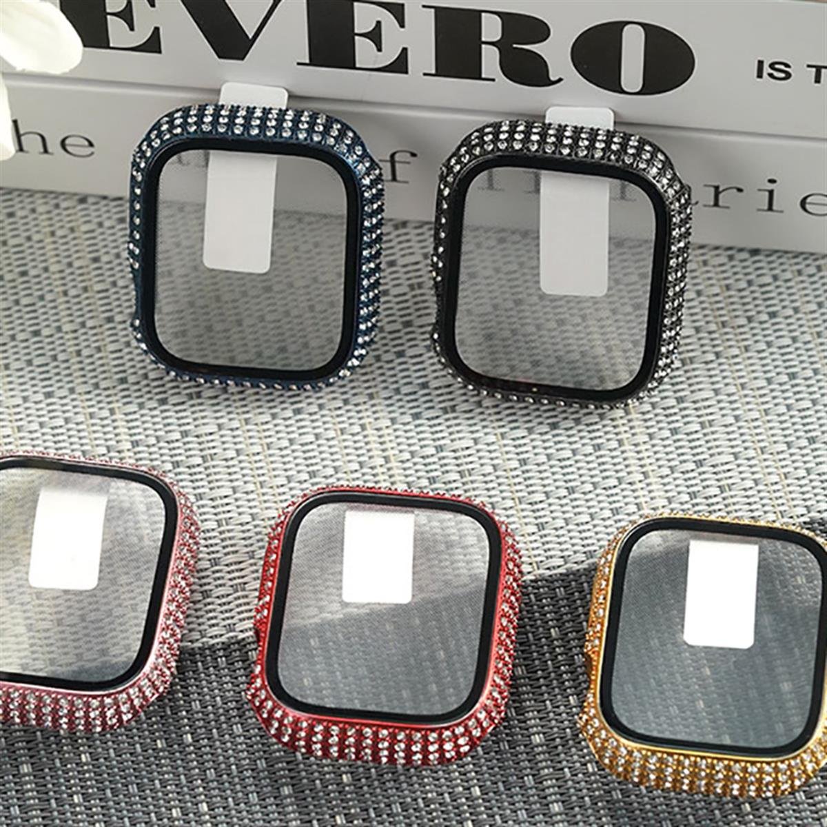 Apple Watch 7 41mm Zore Watch Gard 24 Kenarları Taşlı Sert PC Koruyucu