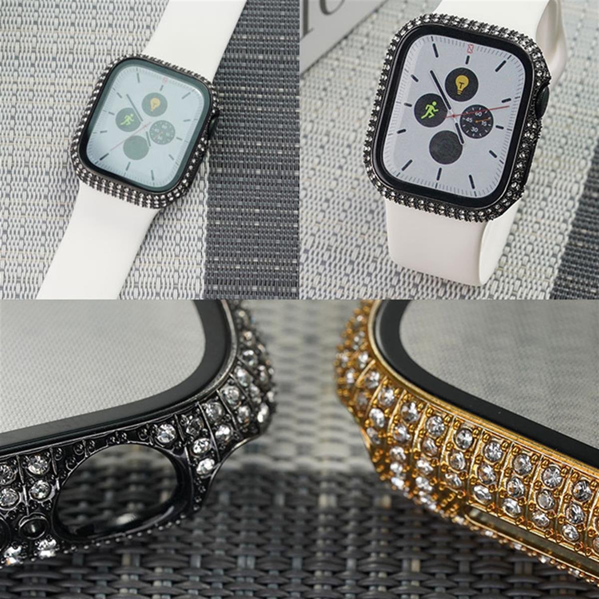 Apple Watch 7 41mm Zore Watch Gard 24 Kenarları Taşlı Sert PC Koruyucu