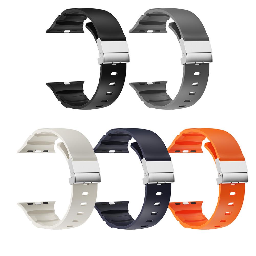 Apple Watch 7 45mm Zore KRD-145 Metal Tokalı Silikon Kordon