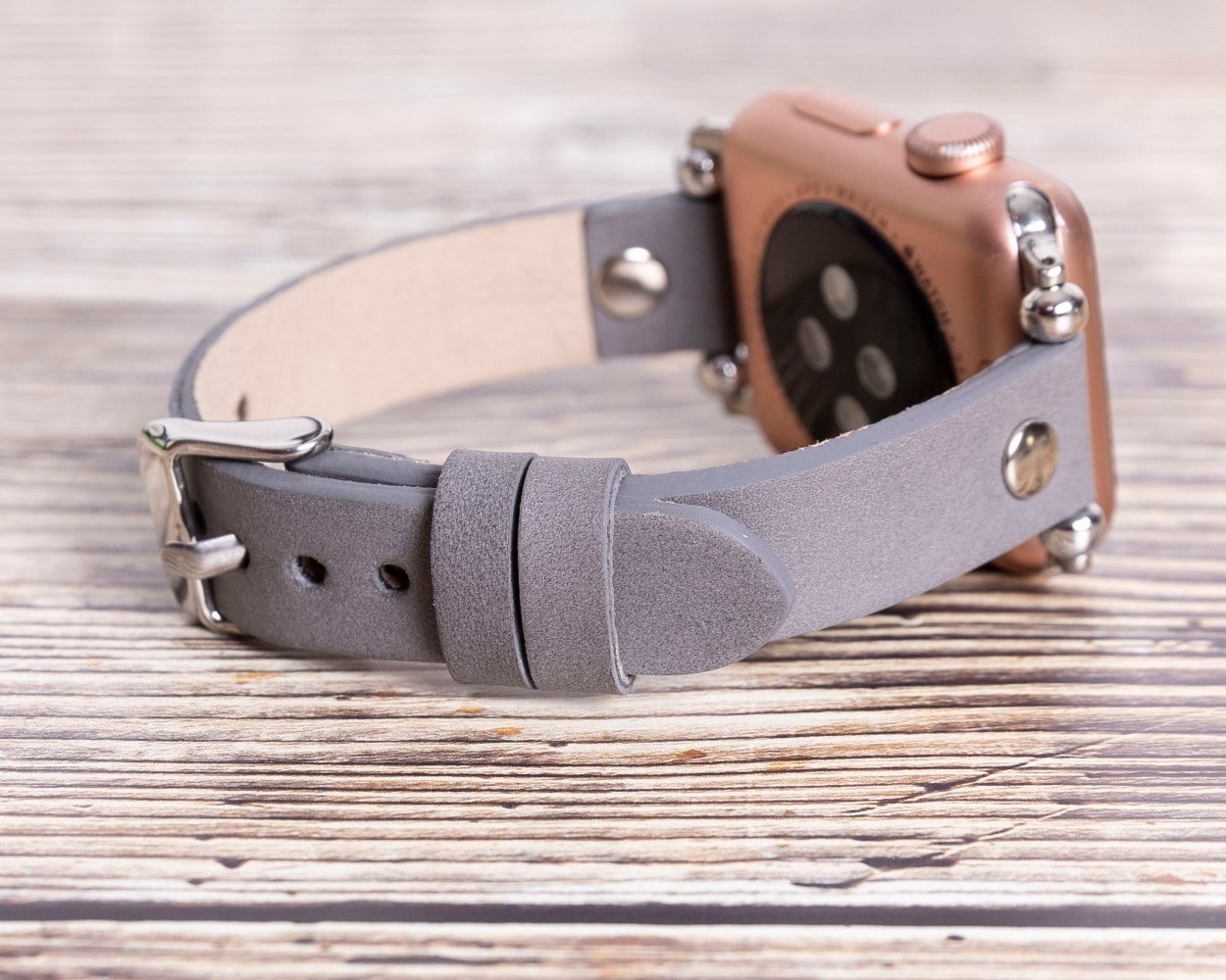 Apple Watch Uyumlu Deri Kordon 38-40-41mm ST RST9 Gri