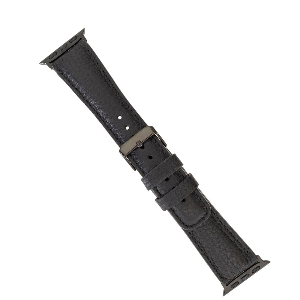 Apple Watch Uyumlu Deri Kordon 42-44-45mm FL1 Siyah