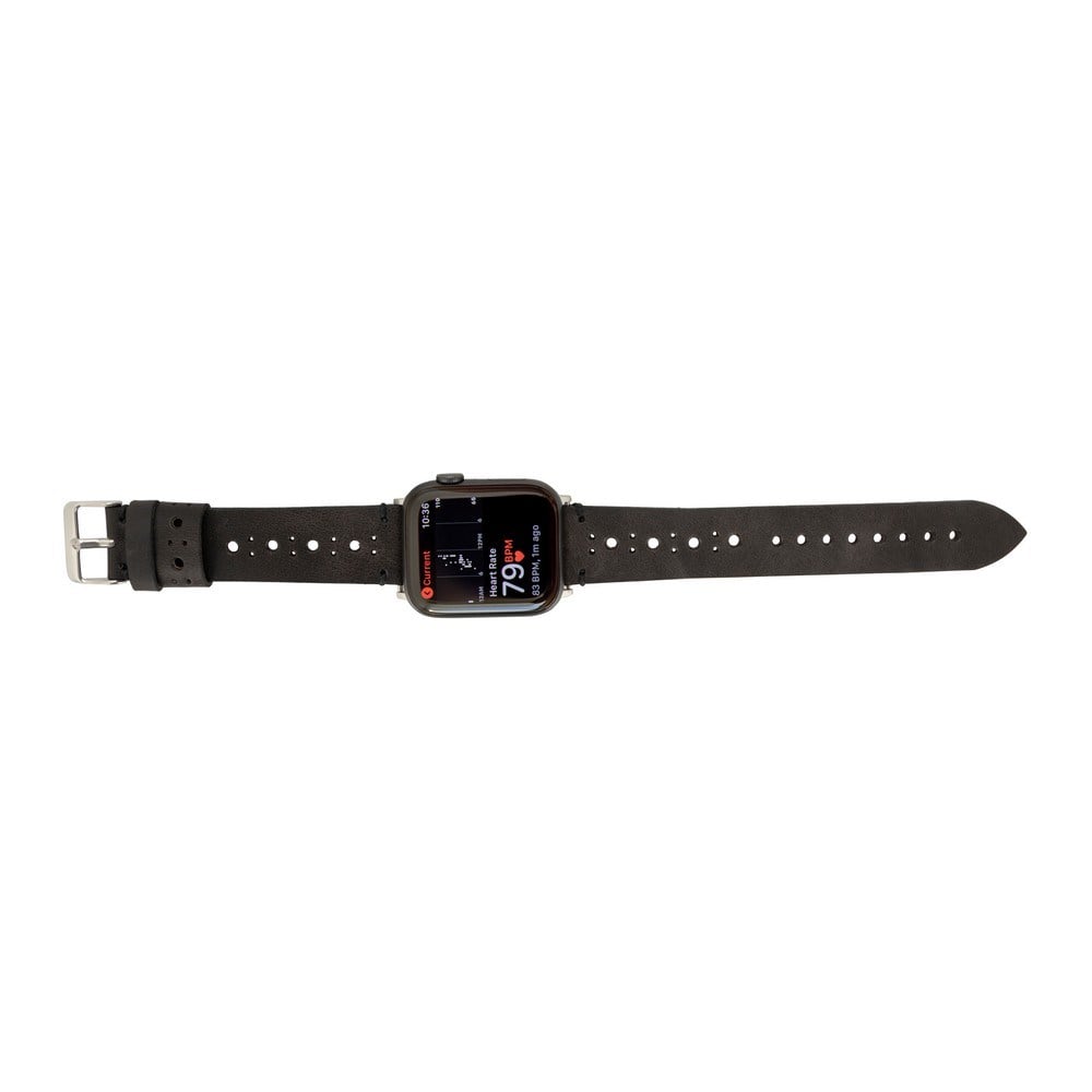 Apple Watch Uyumlu Deri Kordon 42-44-45mm RST1 Siyah