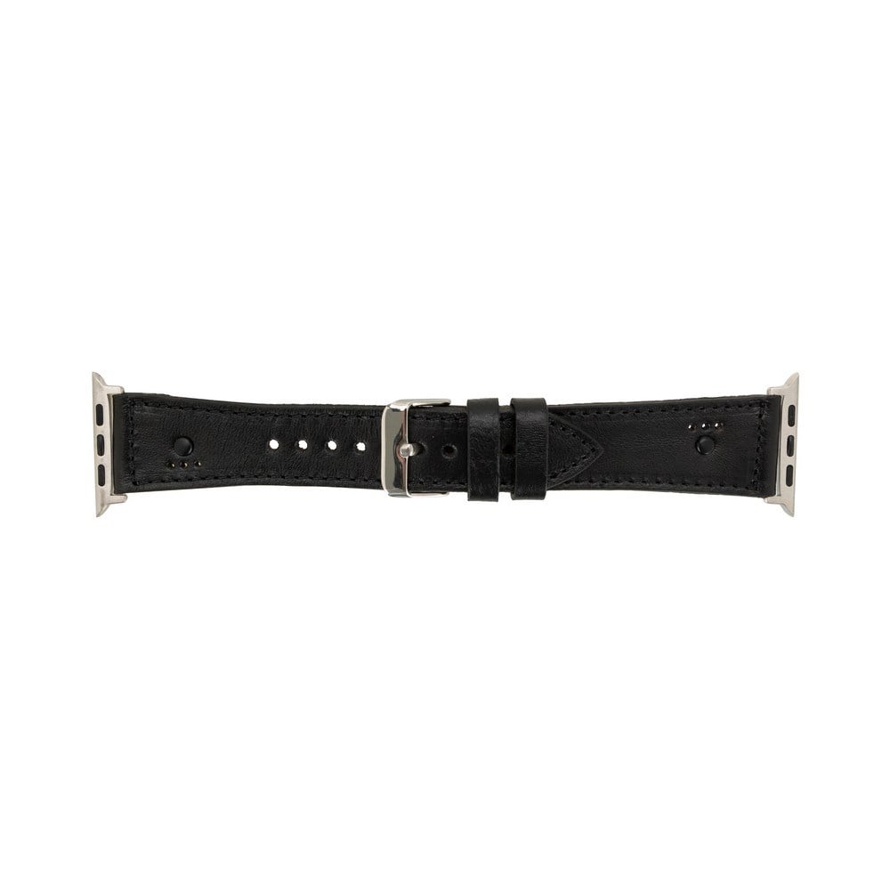 Apple Watch Uyumlu Deri Kordon 42-44-45mm RST1 Siyah