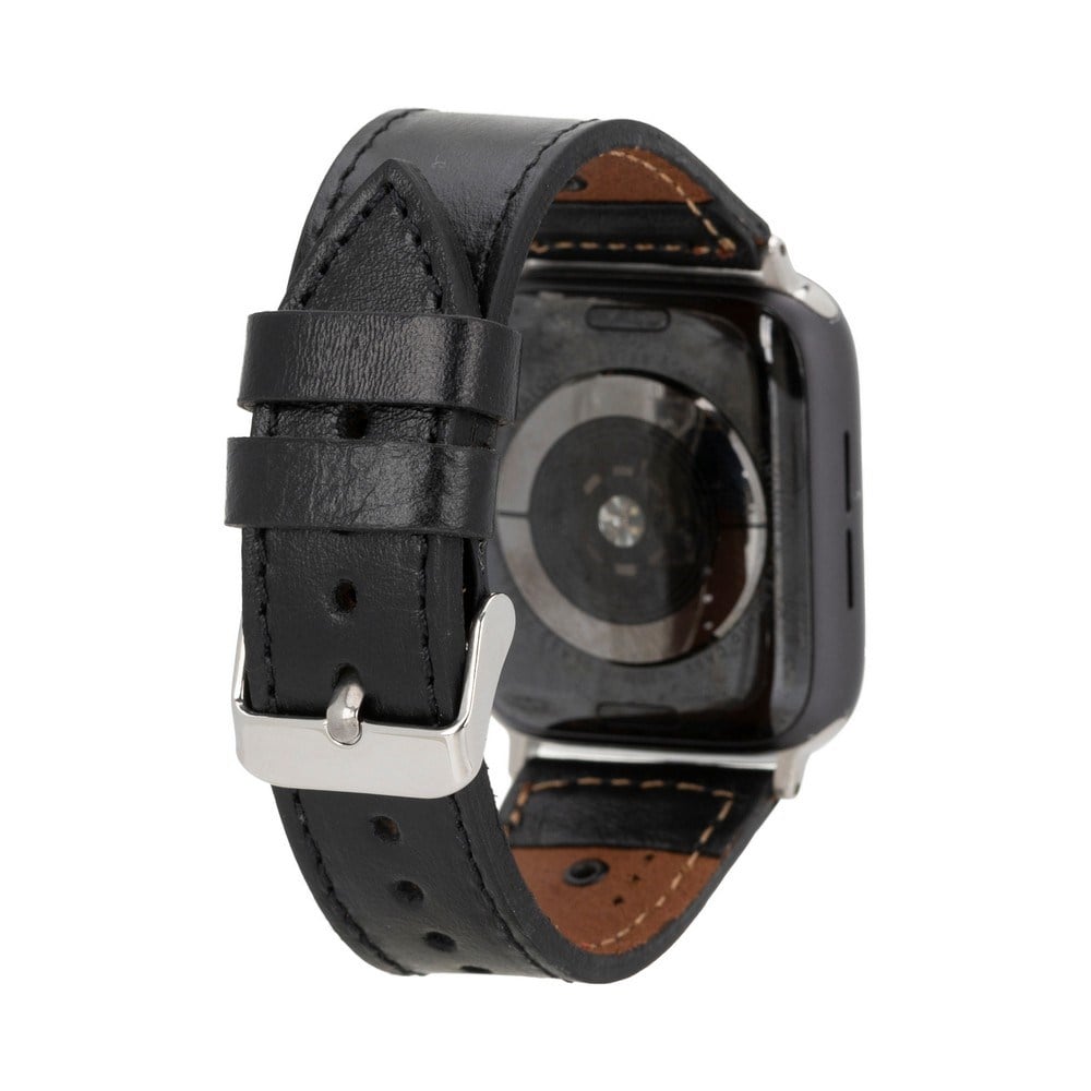 Apple Watch Uyumlu Deri Kordon 42-44-45mm RST1 Siyah