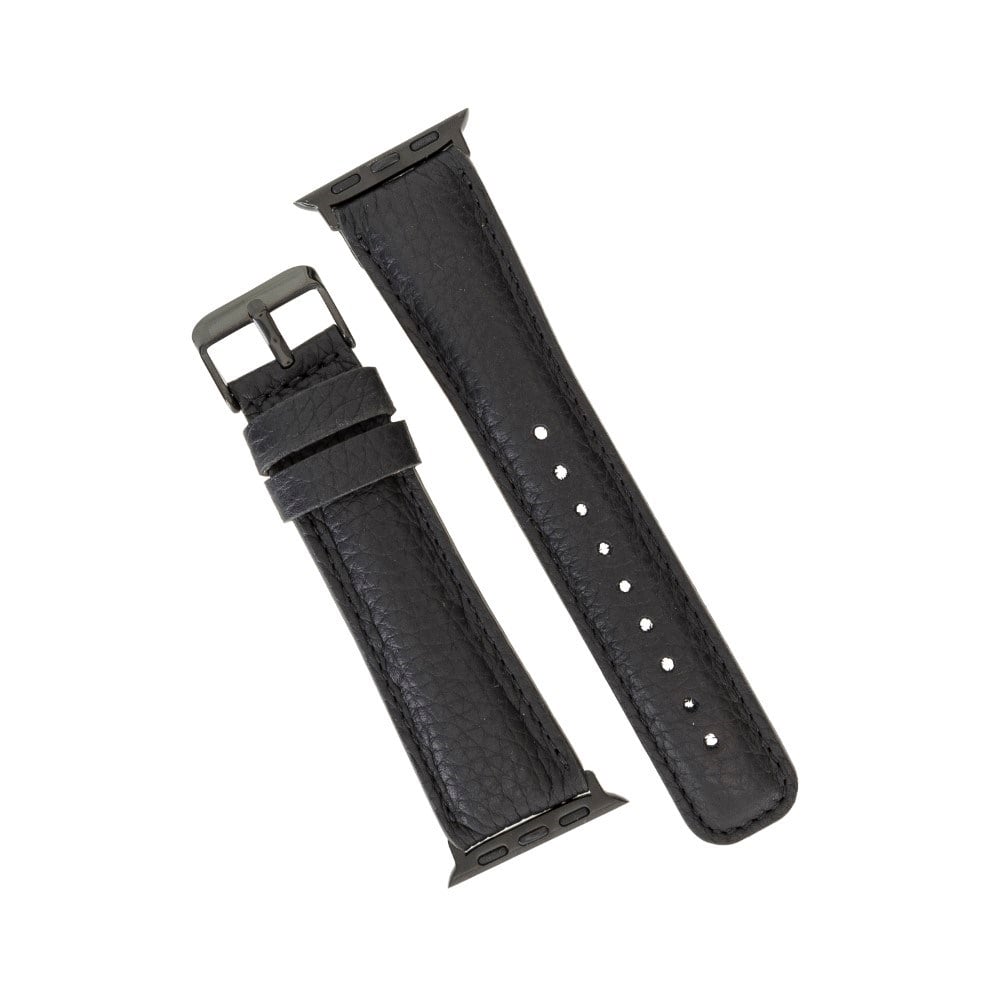 Apple Watch Uyumlu Deri Kordon 42-44-45mm FL1 Siyah