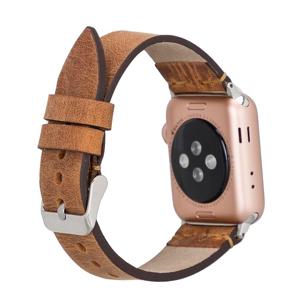 Apple Watch Uyumlu Deri Kordon BA7 42-44-45mm G19 Taba