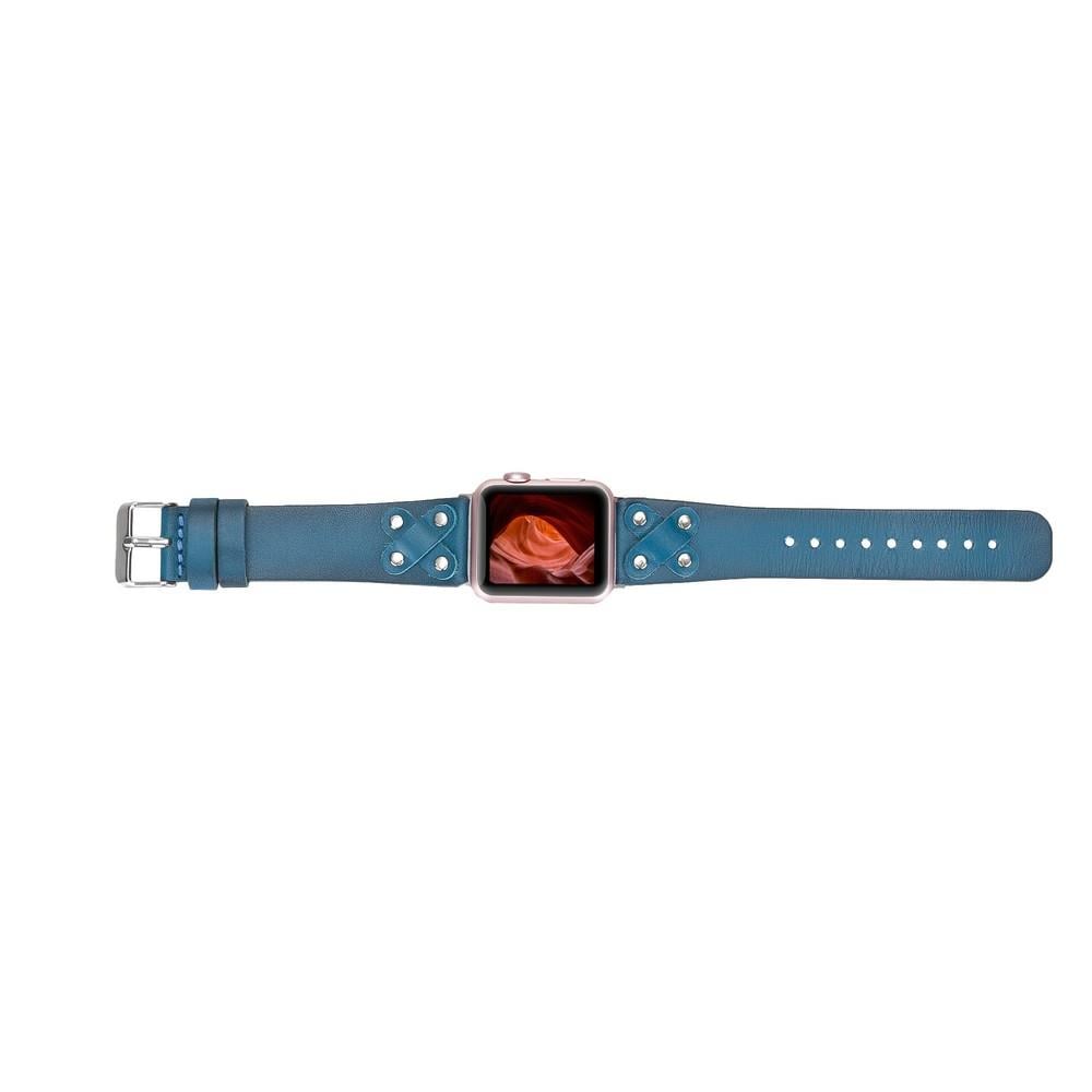Apple Watch Uyumlu Deri Kordon Cross 42-44-45mm ST BRN4E