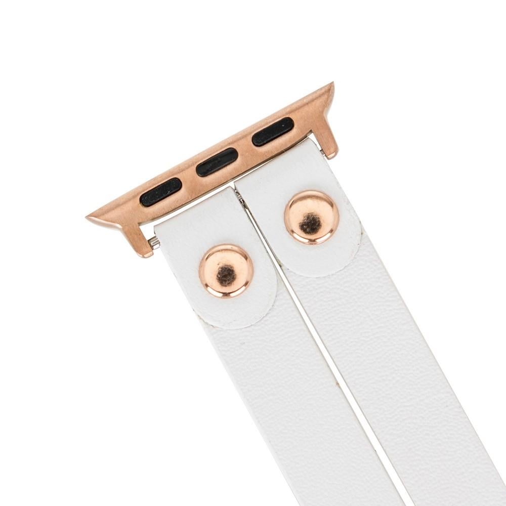 Apple Watch Uyumlu Deri Kordon Ely Double Tour F3 Beyaz
