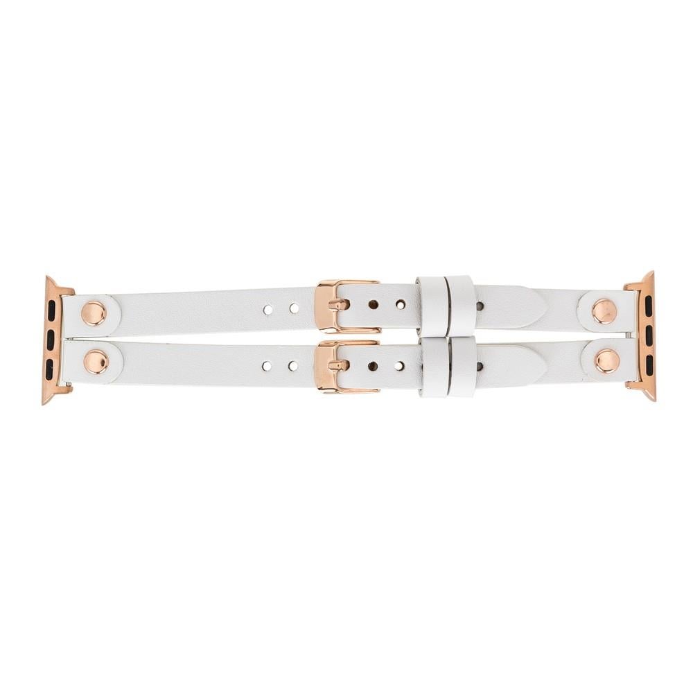 Apple Watch Uyumlu Deri Kordon Ely Double Tour F3 Beyaz