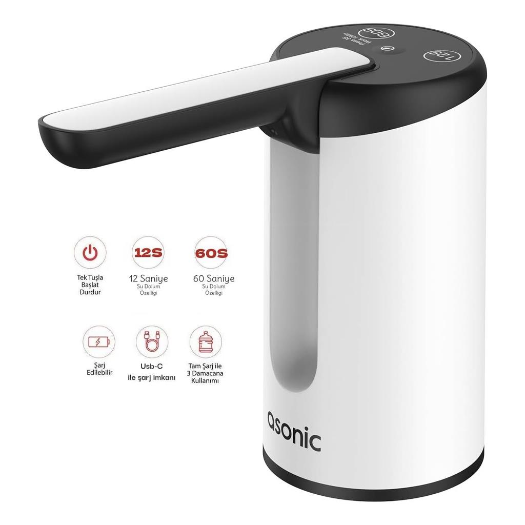 Asonic Sp21 Usb-C 1200mAh Şarj Edilebilir Çift Düğmeli Mini Su Pompası