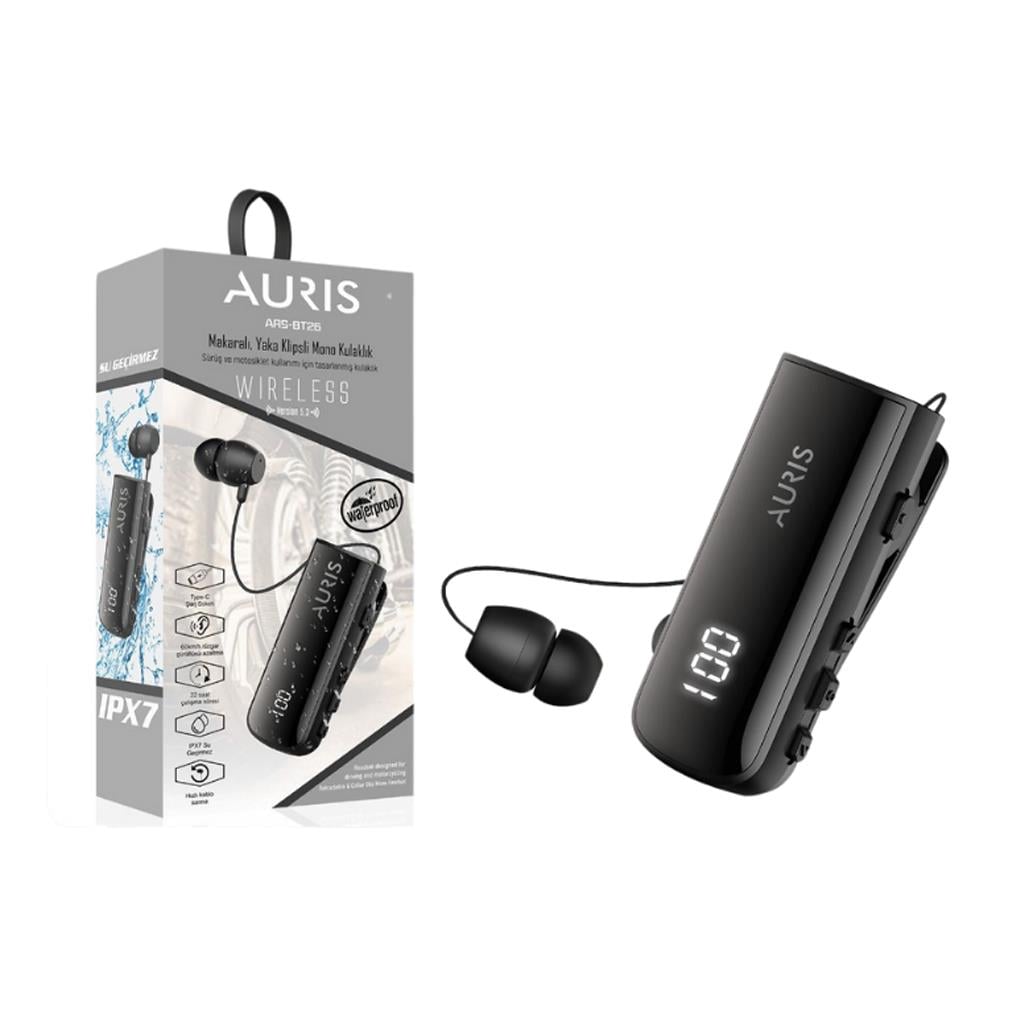 Auris Ars-BT26 Makaralı Yaka Klipsli Led Göstergeli Bluetooth Kulaklık