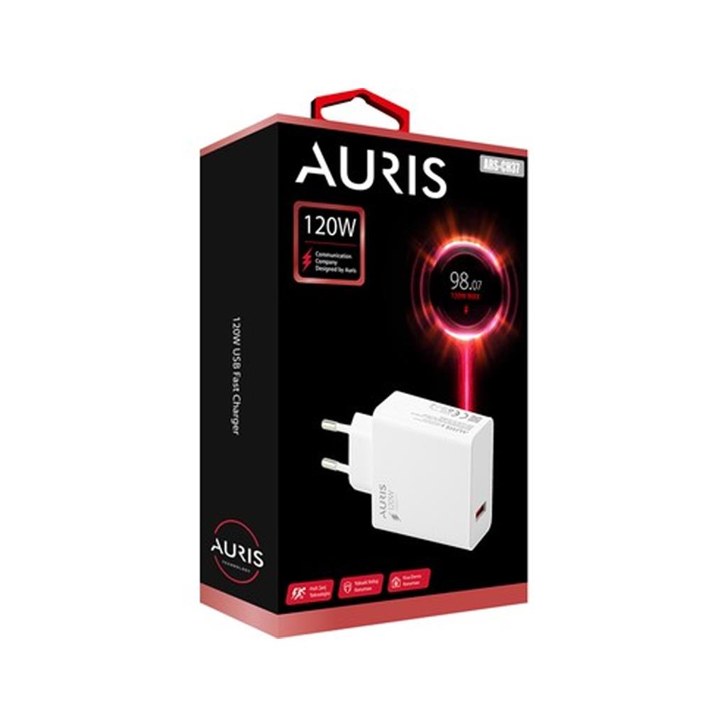 Auris ARS-CH37B USB-A Girişli Dijital Göstergeli 120W Şarj Başlığı