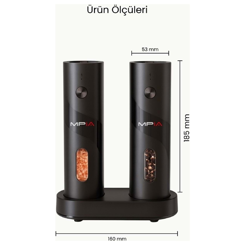 MPIA PG-5 Şarjlı Baharat Öğütücü İkili Set 100ML Hazne