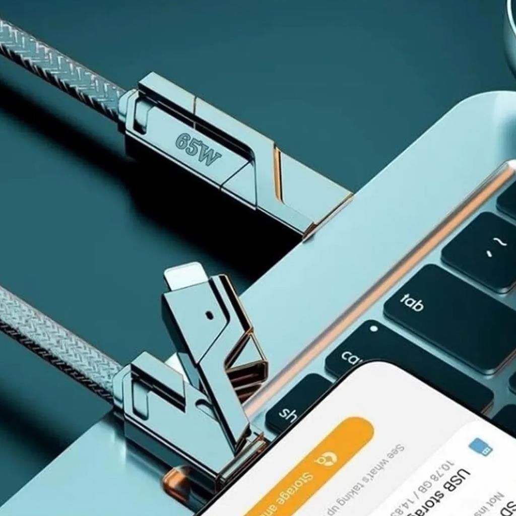 Azeada 65w Çoklu USB Type-C ve Lightning Örgülü Şarj Ve Data Kablosu - 1.5 Metre 65 W