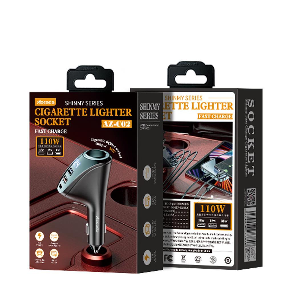 Azeada AZ-C02 110W 3 Soket Göstergeli Araç Çakmaklık Şarjı