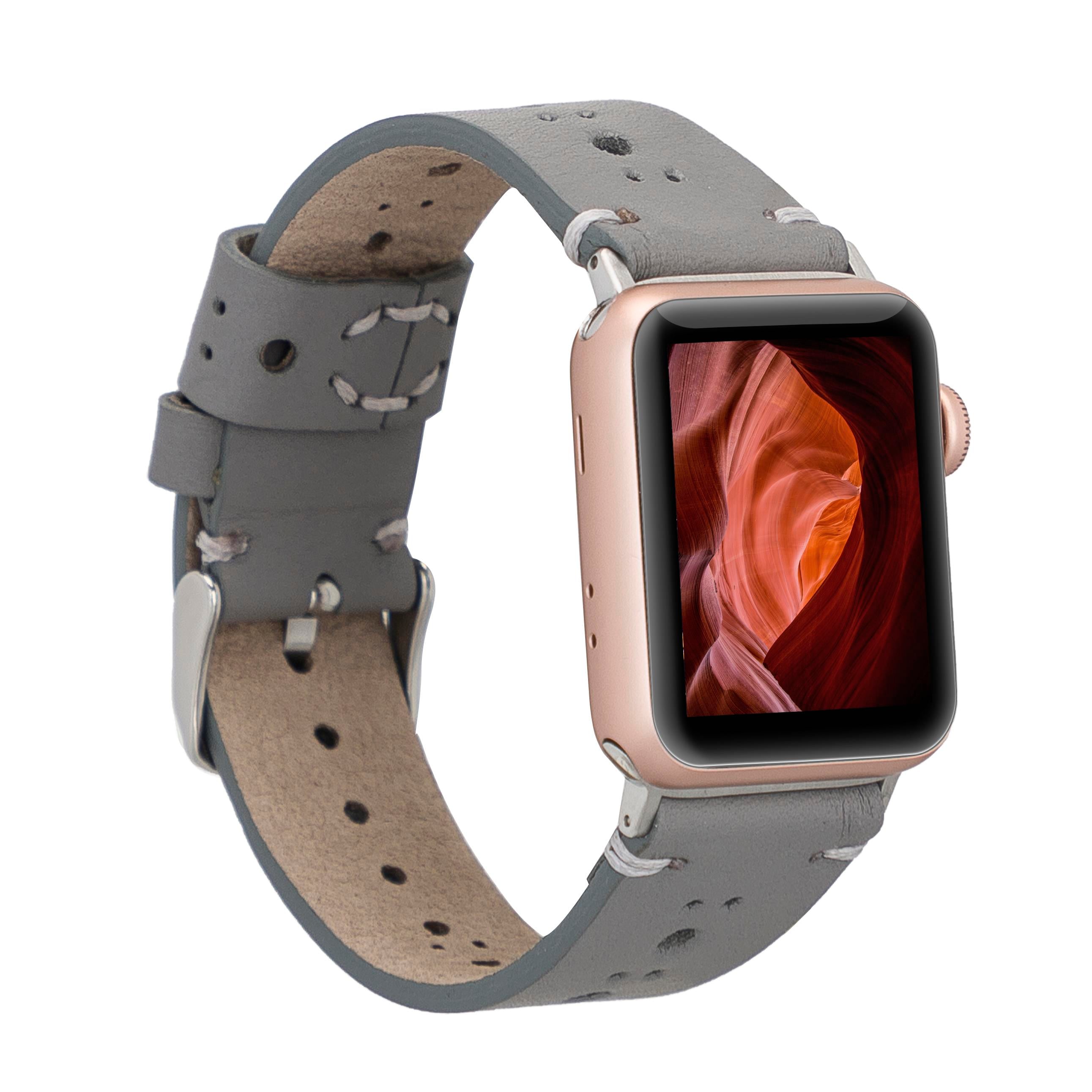 Bouletta Apple Watch Uyumlu Deri Kordon 38-40-41mm RST9-BA8 Gri