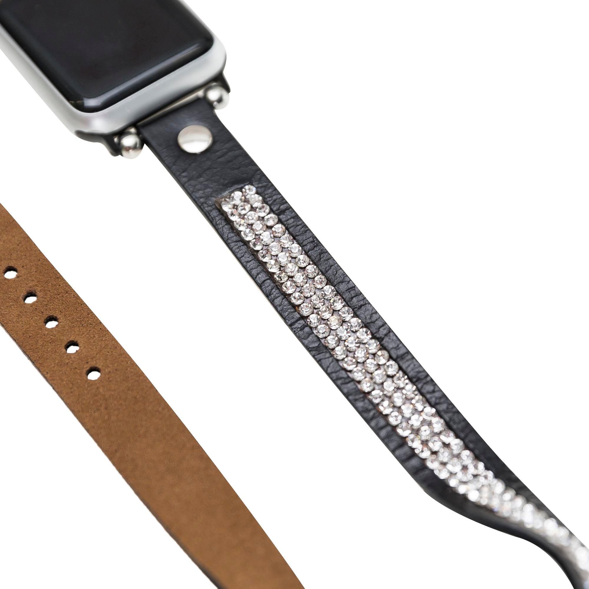 Bouletta Apple Watch Uyumlu Deri Kordon 38-40-41mm DT Taşlı RST1