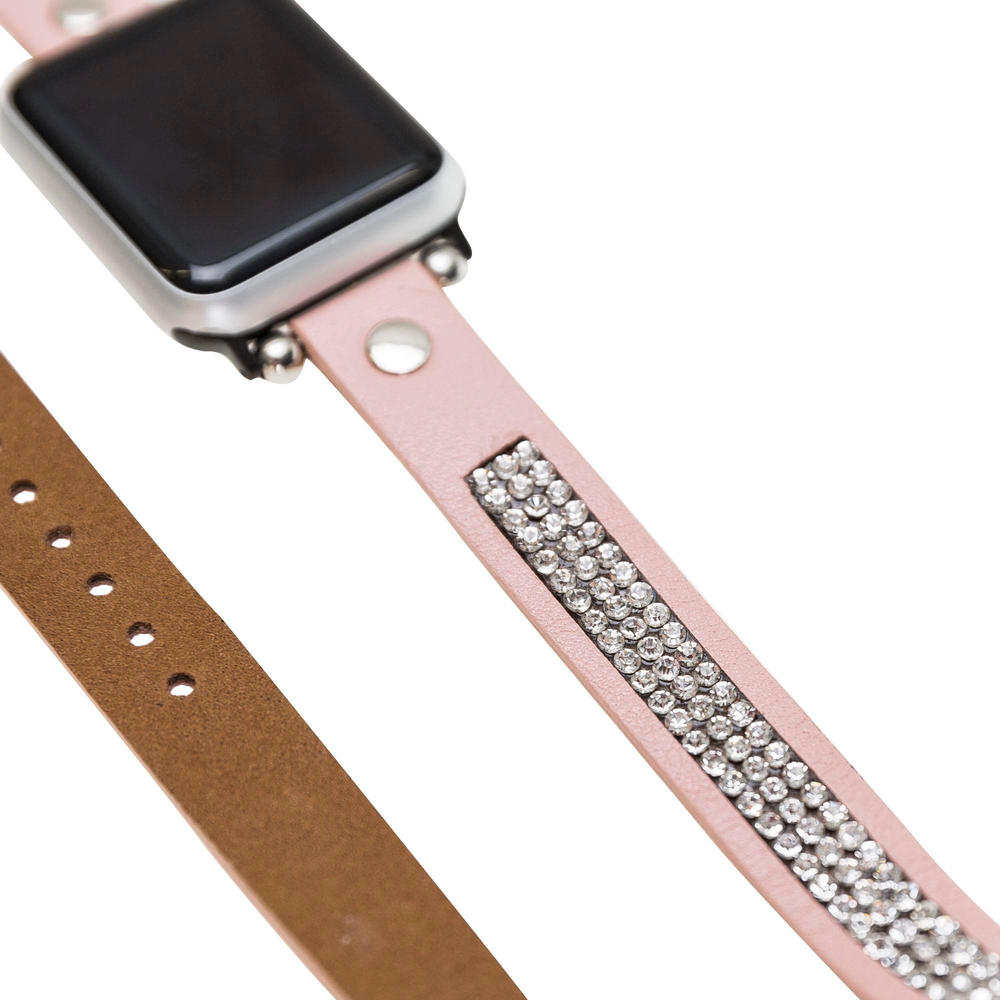 Bouletta Apple Watch Uyumlu Deri Kordon 38-40-41mm DT Taşlı NU2