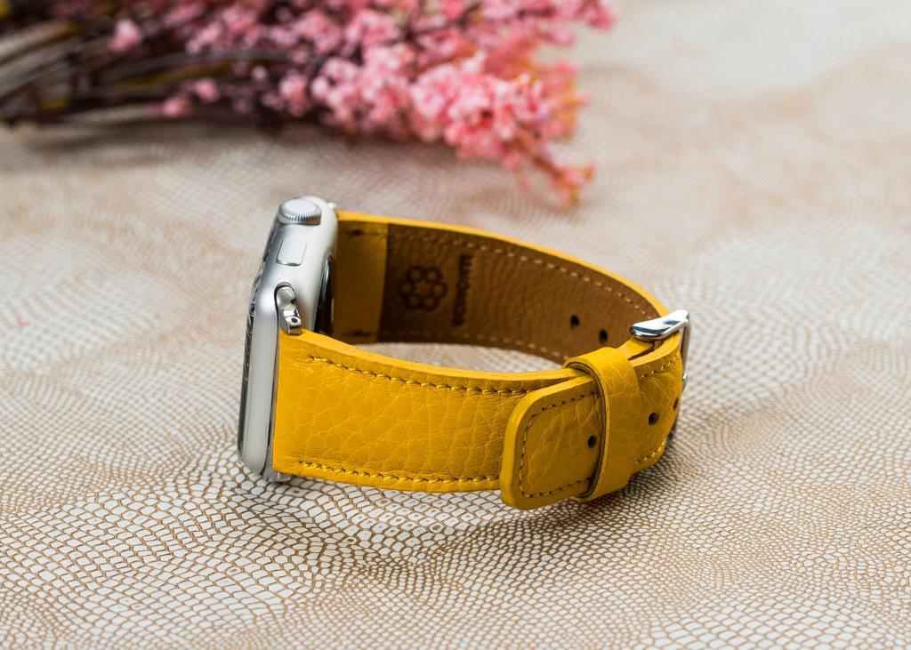 Bouletta Apple Watch Uyumlu Deri Kordon 42-44-45mm FL12 Sarı