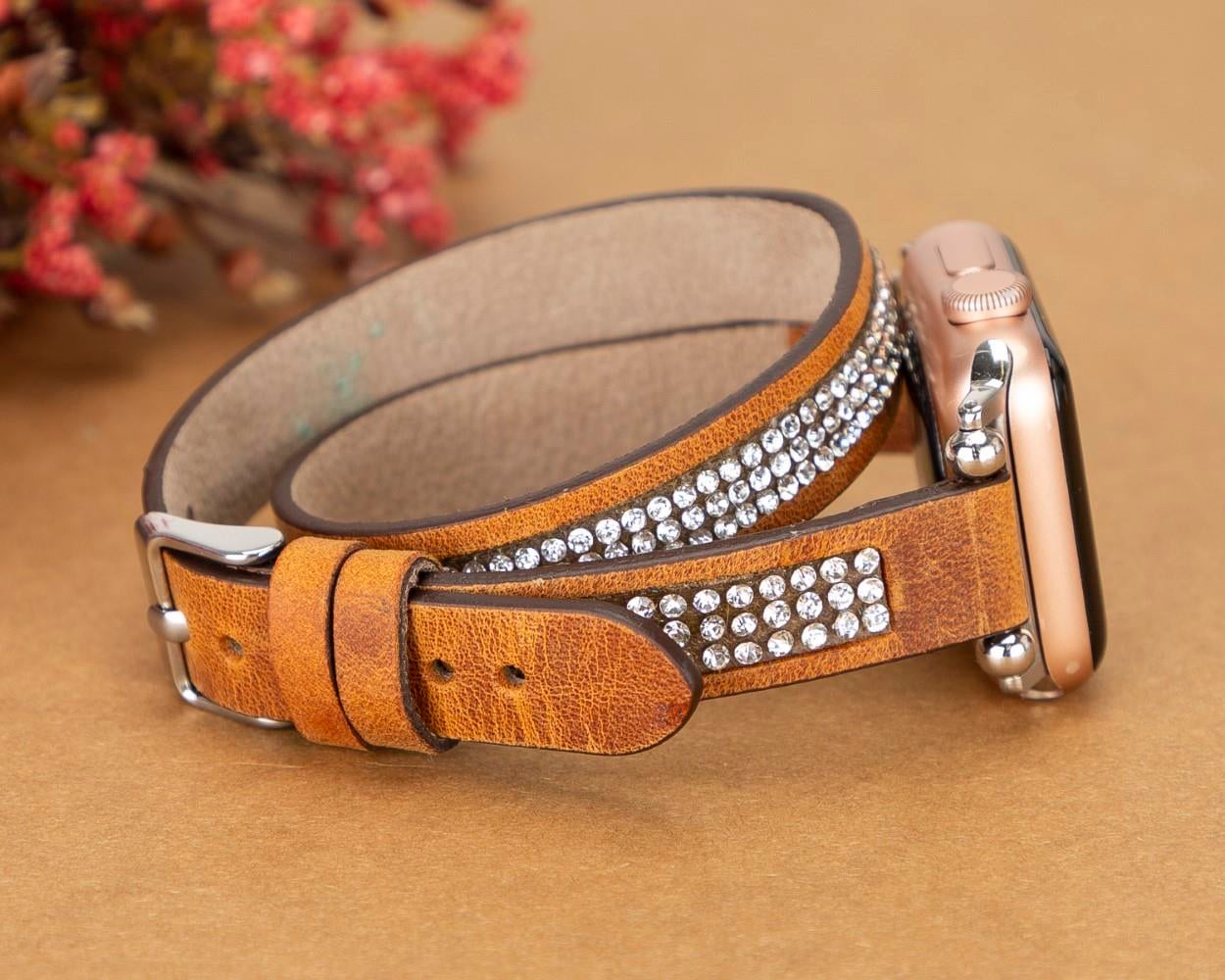 Bouletta Apple Watch Uyumlu Deri Kordon 38-40-41mm DT Taşlı G19