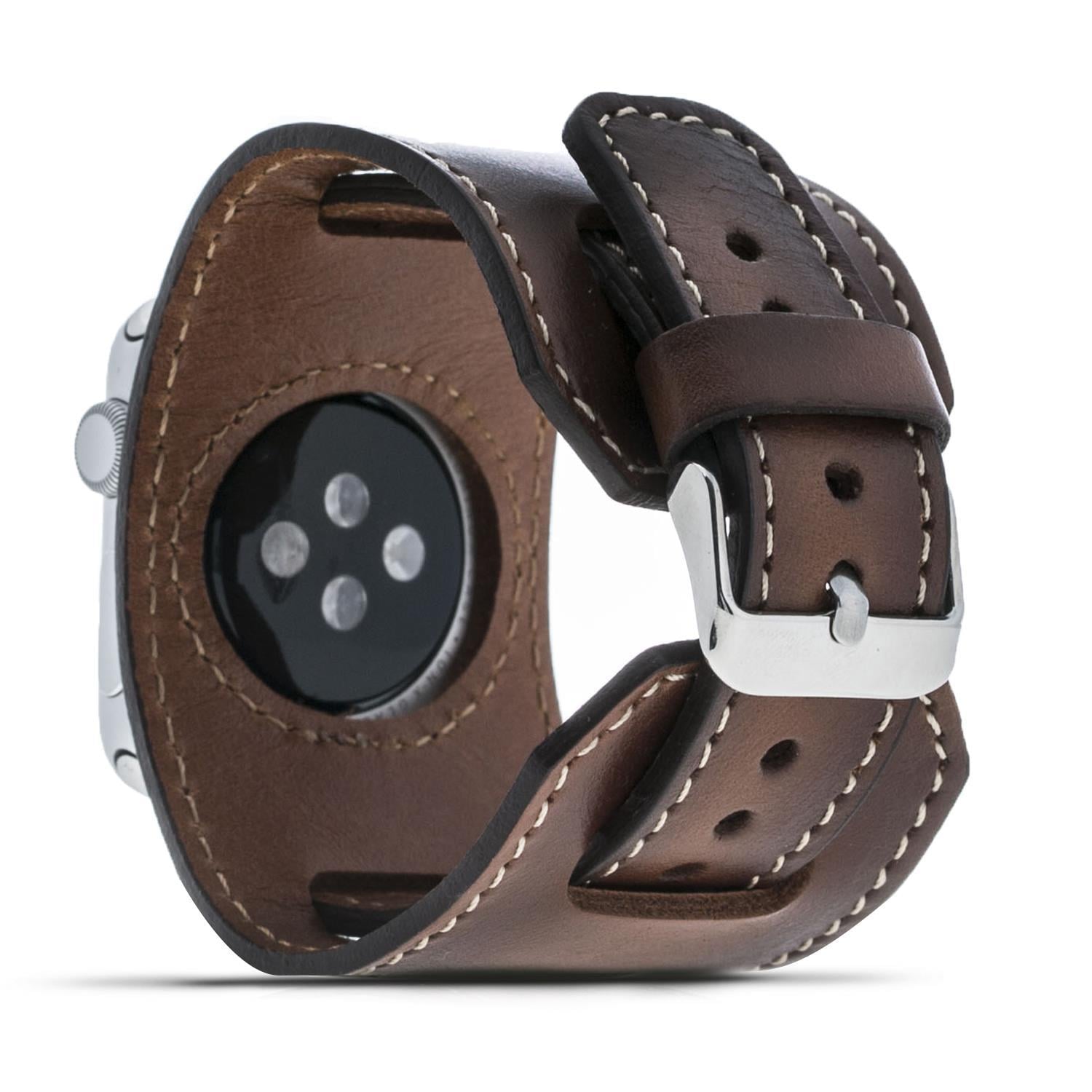 Bouletta Apple Watch Uyumlu Deri Kordon 38-40-41mm Cuff Taba