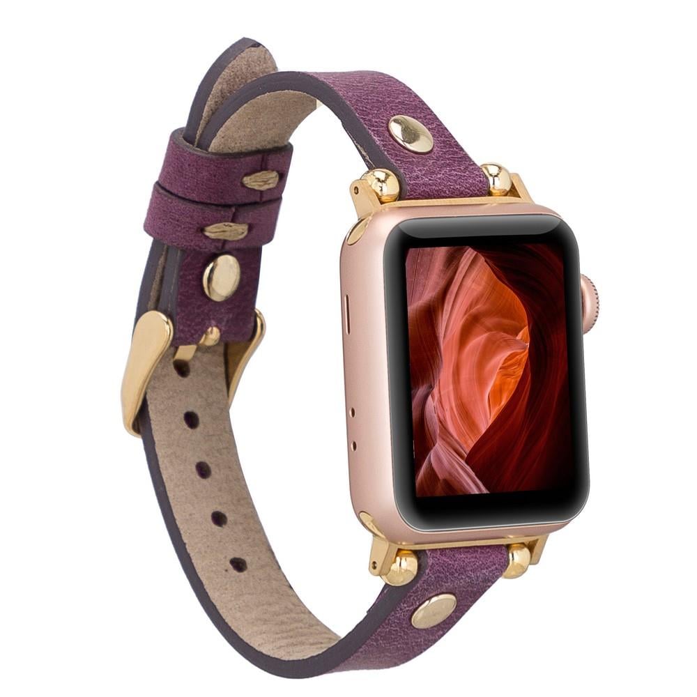 Bouletta Apple Watch Uyumlu Deri Kordon 38-40-41mm RT G7 Mor